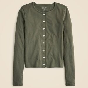 NWT J.Crew Olive Green Feather Jersey Cardigan Small